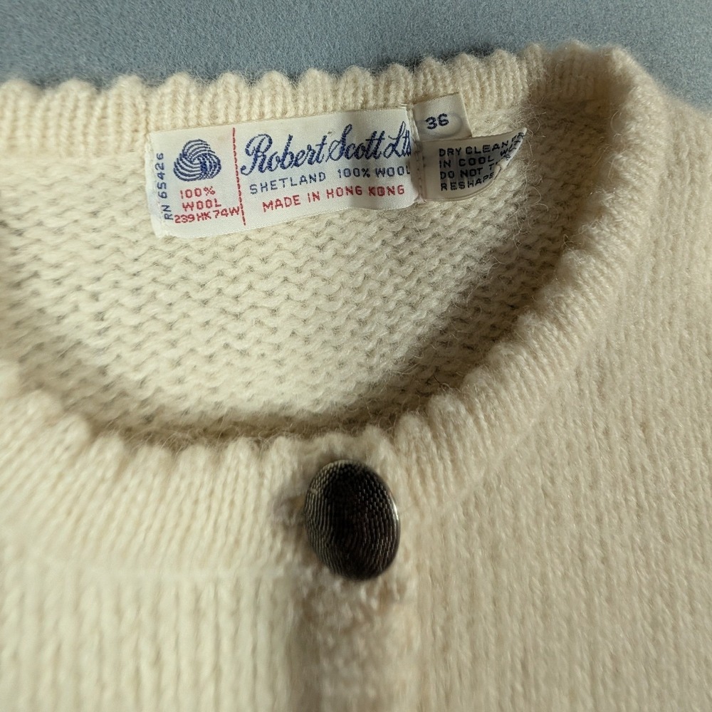 Robert Scott Ltd Cardigan Womens 36 Shetland Wool Vintage Button Up Sweater
